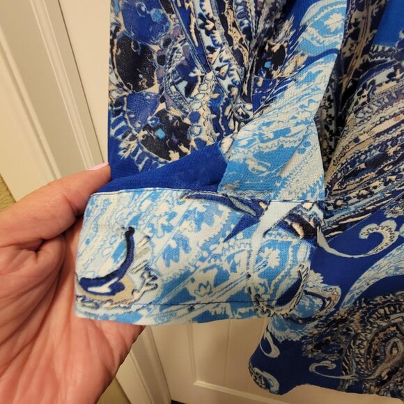 CHICO'S Enchanted Paisley Betty Long Sheer Shirt Size 0 - Picture 13 of 15